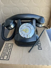 Vintage Monophone Electric Phone Company Black & Chrome Rotary Dial Telephone