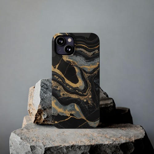 For iPhone 16 pro Max, 15, 14, 13-11 Slim Phone Case, Luxury Marble Black Gold - Photo 38 sur 83