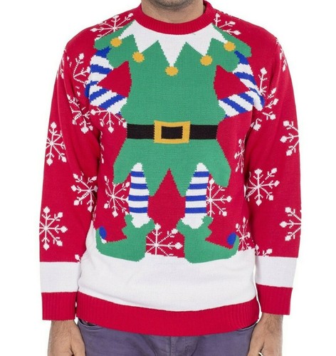 New Unisex Ladies Men's Knitted Elf Joker Snowflake Christmas Jumper Sweater Top - Picture 15 of 16