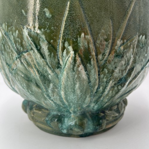 PV09315 Vintage 1930s Massive McCoy Green Onyx WATER LILY 10" Jardiniere Planter - Picture 14 of 20