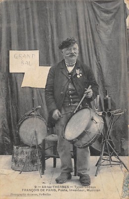 Old postcard 09 AX LES THERMES TYPES LOCALS FRANCOIS DE PARIS POET INVENTOR MUSICIAN