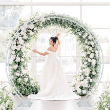 White Round Metal Wedding Arch Frame Garden Arbor Party Flowers Backdrop Stand