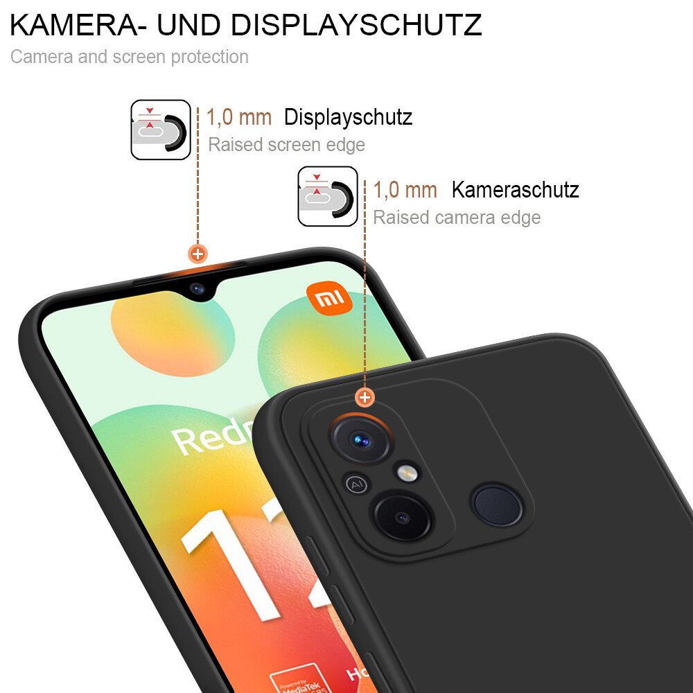 Cover soft-touch per Xiaomi Redmi 12, serie Fast Cover nera - Italiano