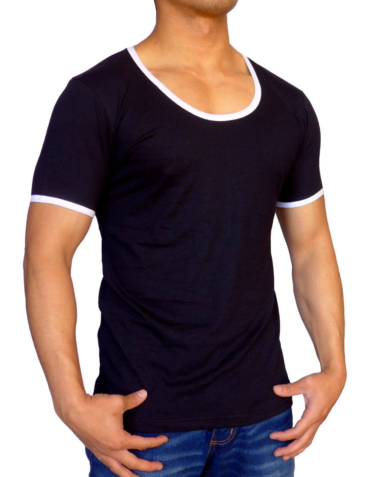 slim fit scoop neck t shirt