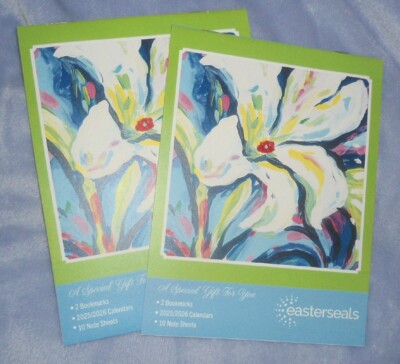 2 EasterSeals Floral Bookmarks 10 Note sheets + 2025 / 2026 Wallet Calendar BOOK