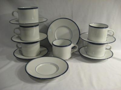 DANSK CONCERTO ALLEGRO BLUE CUPS & SAUCERS - SIX SETS PLUS - ALL
