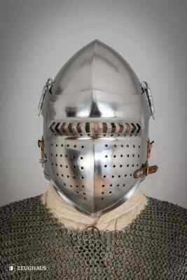 Burgschneider - Bascinet Helmet with Visor 2.5mm Polished medieval costume