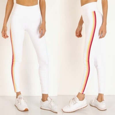 SPIRITUAL GANGSTER 7/8 White Rainbow Side Legging White S