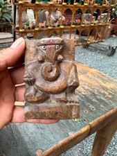 1800's Collectible Old Wooden Hand Carved Figure Hindu's God Ganesha 3 x 2.5"