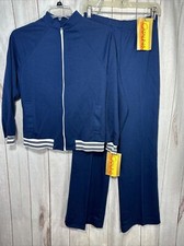 Vintage NOS 70s Top Pant Set 12 Dacron Polyester Crease Blue Catalina Outfit
