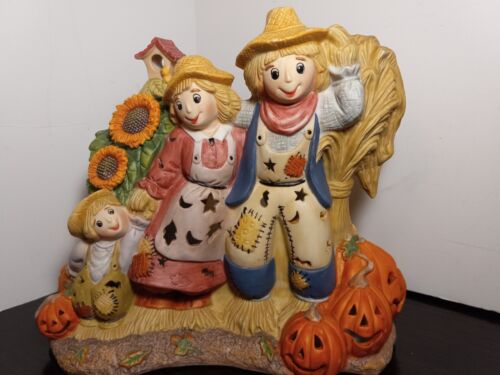 Pumpkin Patch Scarecrow Family Figurine Candle Holder Fall Partylite # P7323 - Picture 1 of 24
