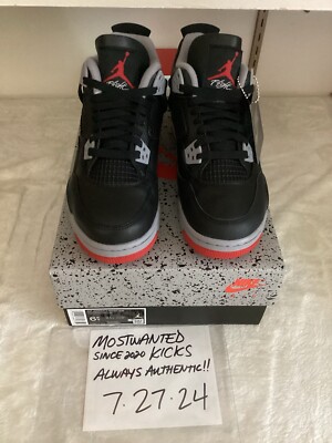 DS 2024 Nike Air Jordan Retro 4 Bred Reimagined GS Sz 6.5Y/Women's