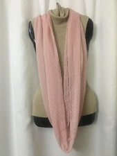 Mother's Day Sheer Scarf Infinity 66X19" Pink Swiss Dot  B12