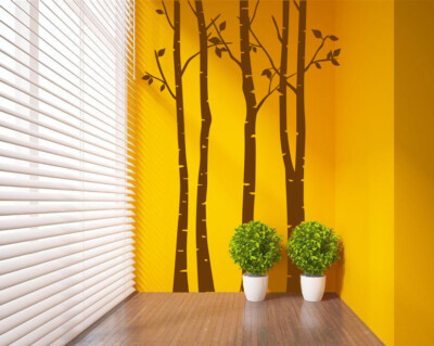 Handschnitzerei Birke Wald Baum Zimmer Wandaufkleber Abziehbild Vinyl Dekor UK RUI274