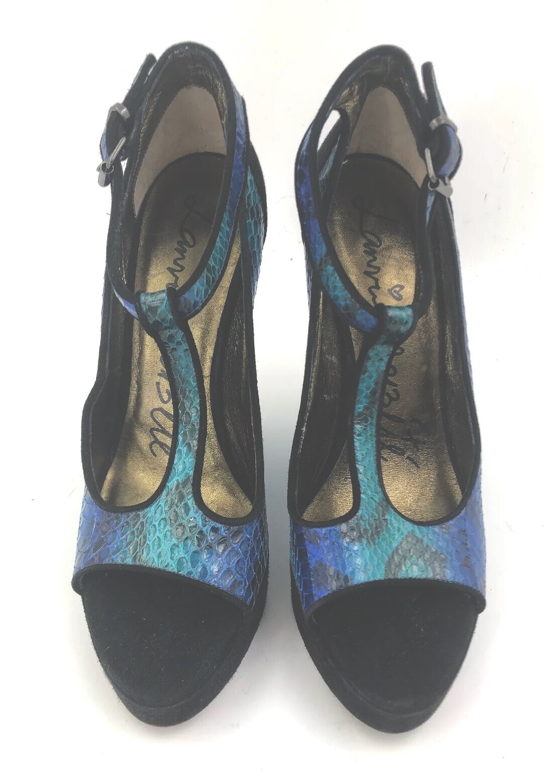 LANVIN BLUE PYTHON & BLACK SUEDE LEATHER with LUC… - image 8