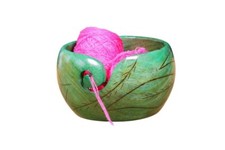 Wooden Yarn Bowl -Green Leaf Yarn Bowl for knitting  Crocheting Large Yarn Bowl