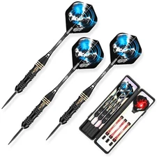 CyeeLife 26g Brass pro Steel Tip Darts with Case, Aluminum Shafts &Extra Flights