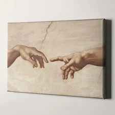 The Hands of God and Adam, Michelangelo's Creation of Adam Canvas Wall Art Print