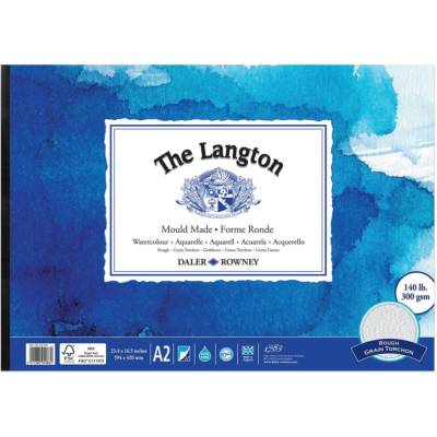 Daler Rowney Langton Aquarellblock - 140 lb / 300 g/m² - raue Textur - A2