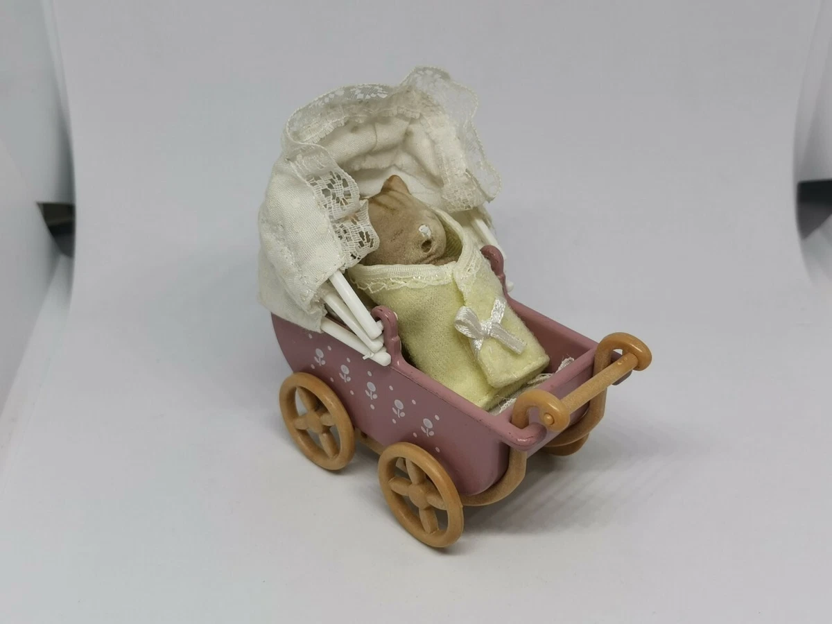 Japan Sylvanian Families BABY LUXURY BABY CARRIAGE STROLLER Dollhouse Figure Toy