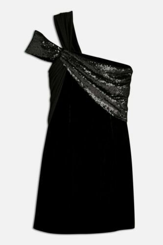 Robe De Soirée Windsor - Une Épaule, Noire à Paillettes - Taille S - Neuve Avec étiquettes