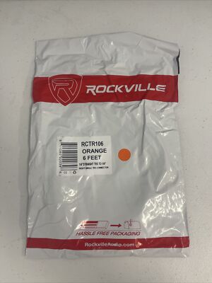 Rockville RCTR106O 6' 1/4'' TRS to 1/4'' TRS Cable, Orange, 100% Copper