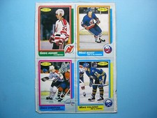1986/87 O-PEE-CHEE BOX BOTTOM CARD PANEL A B C D GREG ADAMS RC MIKE BOSSY OPC