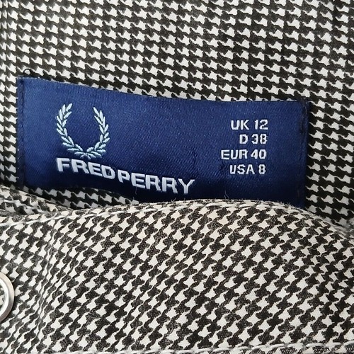 Fred Perry Jacket Women's UK Size 12 Black White Cotton Blend Full Zip - Picture 5 of 7
