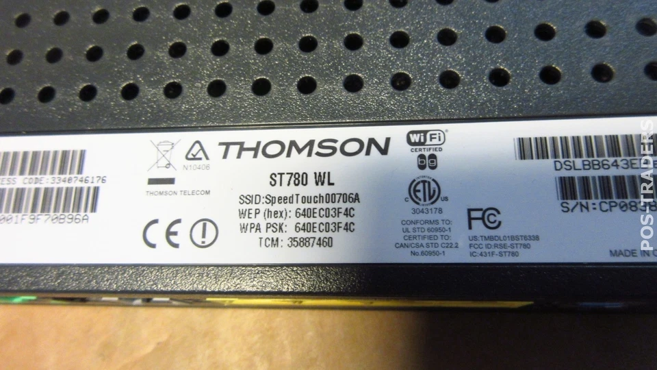 Thomson ST780 WL ADSL2+ Modem/Router 802.11g VOIP 4-Ports 10/100 - INCL PSU - Bild 3 von 3