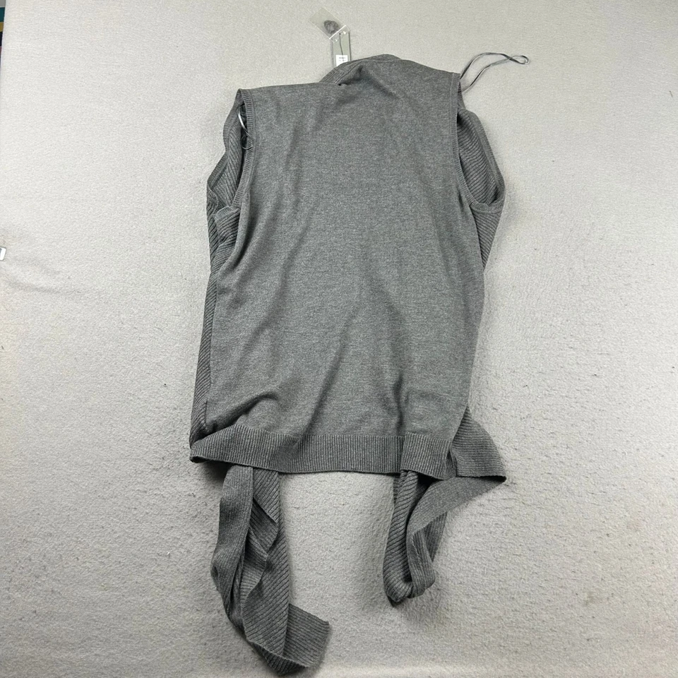 Suéter APT 9 Mujer L Gris Sin Mangas Ligero Asimétrico Abierto Cárdigan Nuevo con Etiquetas Foto 3 de 4