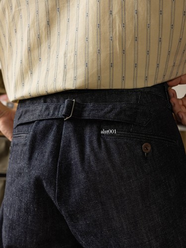 Mens Pleated Wid Leg Trousers Pleated Pants Denim Vintage Style Loose Cut Jeans - Picture 15 of 23