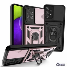 Slide Camera Cover Ring Kickstand Armor Case For Samsung Galaxy A52 A52s 5G
