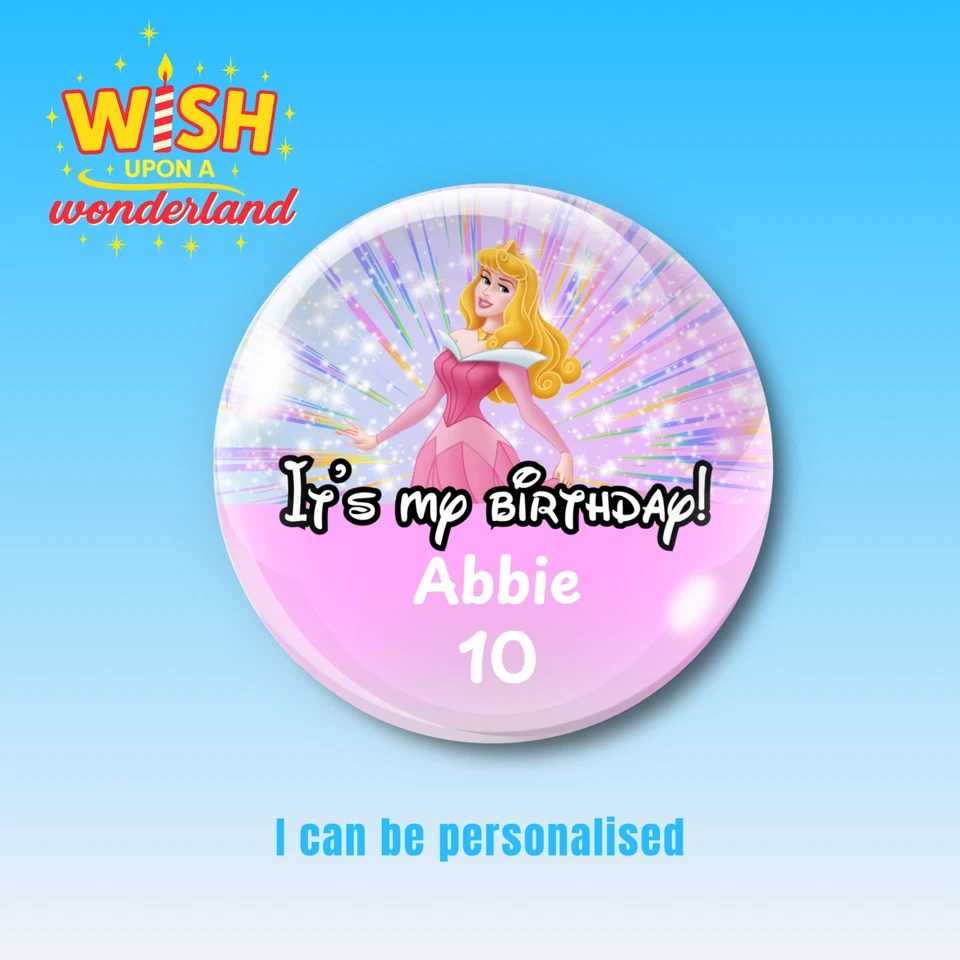 Aurora - La Bella Durmiente - Insignia Botón Cumpleaños Personalizada Princesa Disney Foto 4 de 4