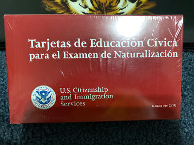Civics Flash Cards Spanish Language For Naturalization Test M-623/02/19, New