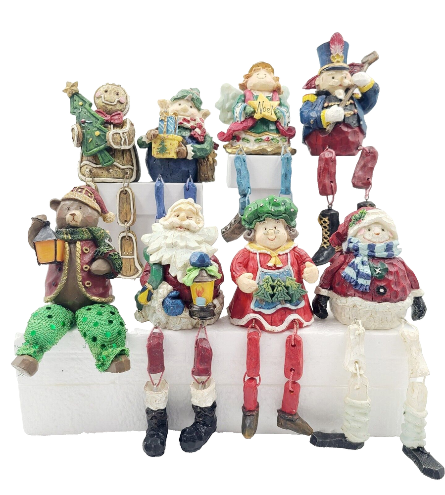 Christmas Shelf Hanging Legs Figurines Lot of 8