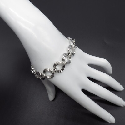 PAJ Infinity Link Bracelet Silver Tone Classy Elegant 7''