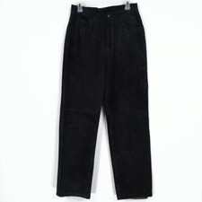 Ralph Lauren Black Suede Leather Pants Womens Sz 10 30x28.5 , Lined, High Rise