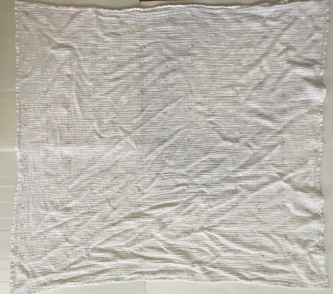 Aden and Anais Light Blue Gray Mommy Baby Muslin Receiving Swaddle Blanket