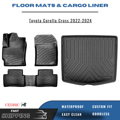 Car Floor Mats & Trunk Cargo Liner for Toyota Corolla Cross 2022-2024 Full Set