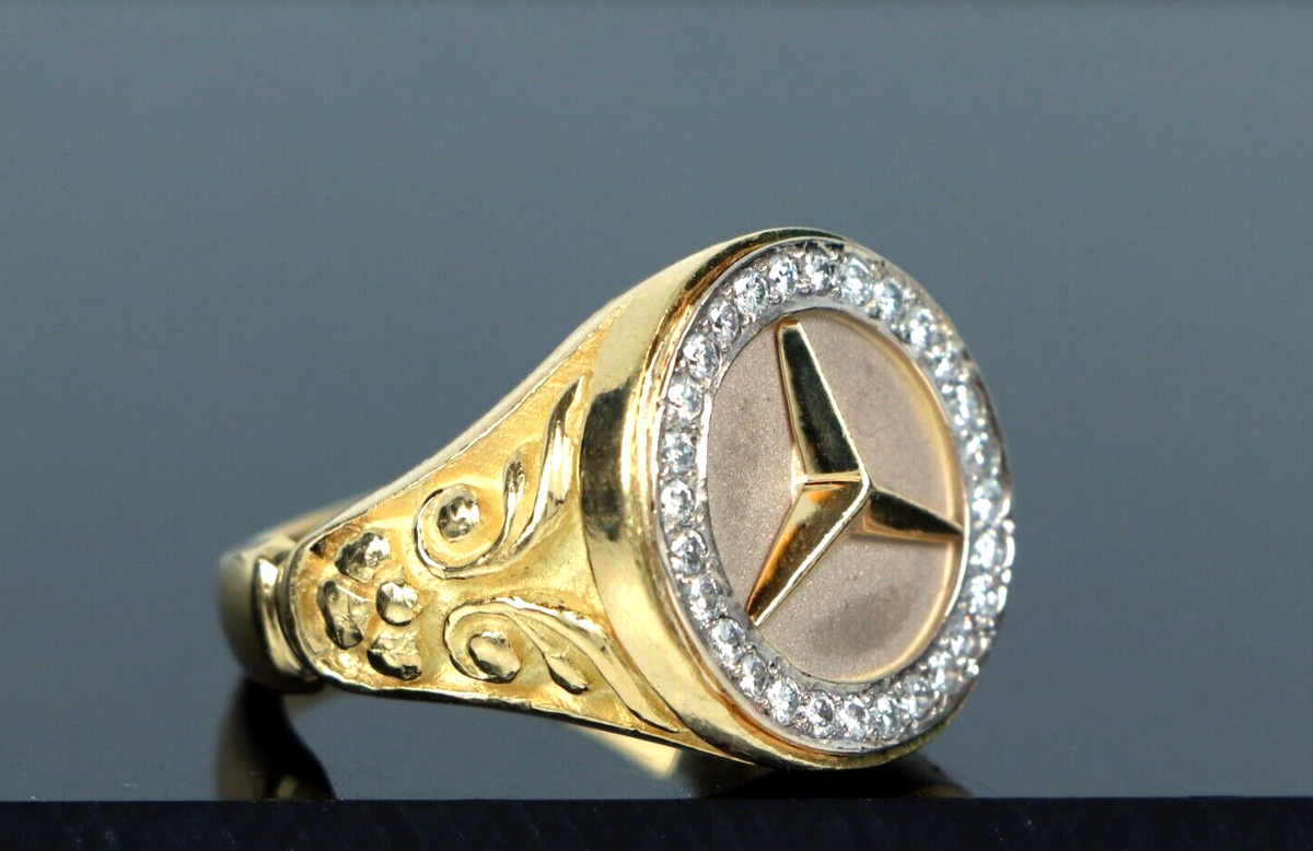 $5,750 La Triomphe 18K Yellow Gold Round Diamond Mercedes Benz