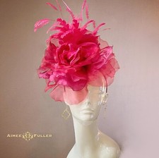 Aimee Fuller Kentucky Derby Hat Shocking Hot Pink Rose Fuchsia Ascot Fascinator