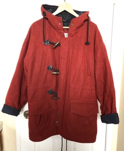 red hooded coat