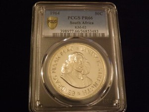 1964   50 C         South Africa        PCGS   PR 66