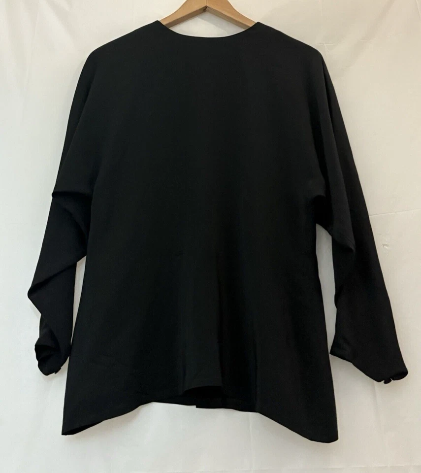 Ann Tjian For Kenar 100% Silk Black Minimalist Goth Blouse Shirt US 8 UK 12 - Image 3 of 4
