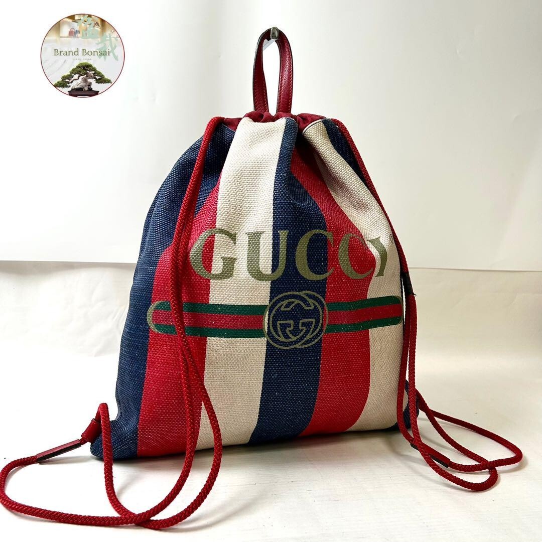 Gucci Sherry Line Backpack Canvas GUCCI Gucci Backpack Sherry Line 630918 Black Canvas Leather  main image 2