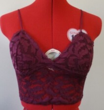 Ladies Women S Small Wine Lace Bralette Bra Bustier Crop Camisole Cami Tank Top