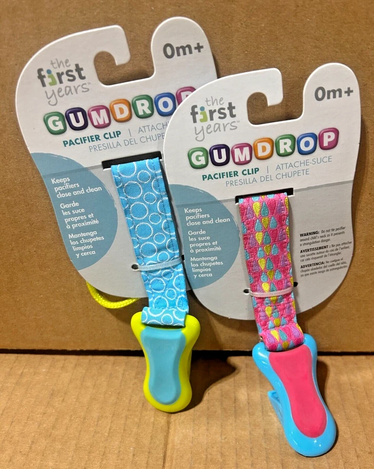PRENDEDOR DE CHUPETA GUMDROP THE FIRST YEARS - Pacote com 2,4,8 - Azul/rosa *NOVO - Imagem 2 de 4
