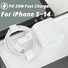 20W Fast Charger Adapter Block Type C Cable For iPhone 14 13 12 11 Pro Max 8 XR