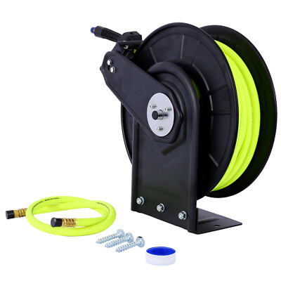 3/8'' x 50' Retractable Air Hose Reel, Automatic Rewind Pneumatic