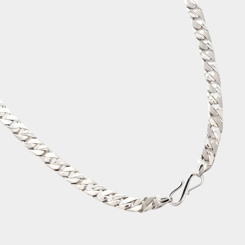 Collar de diseñador sólido de cadena de eslabones de platino con bordillo pesado de 84 gramos PT950 24 pulgadas - Imagen 3 de 4